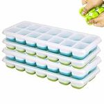 Ice Cube Trays, 4 Pack Reusable Silicone Easy-Release and Flexible 56-Ice Trays with Spill-Resistant Removable Lid, BPA Free, Durable and Dishwasher Safe