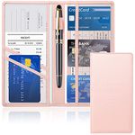 Car Registration and Insurance Holder, Vehicle Glovebox Organizer Wallet with Pen Strap for Insurance Documents, Paperwork, Key Contact Information Cards (Pink)