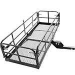 Julymoda 60" x 24" x 14" Hitch Mount Cargo Carrier Folding Cargo Rack Rear Hitch Basket with 510 LB Capacity Tow Hitch Rack Trailer Hitch Cargo Carrier Fits 2" Receiver for Car SUV Pickup