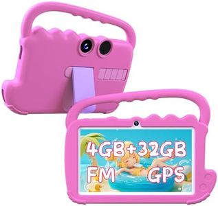 YQSAVIOR Kids Tablet, 7 Inch 4GB RAM | Android 12 | 32GB ROM | Bluetooth, IPS Screen, Parental Control, Dual Camera, Shockproof Case | Educational Gaming, Pink Case