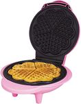 Global Gizmos 35570 Heart Shaped Waffle Maker / 1000W / Unique Thermostatic Design/Non-Stick Plates/Easy Clean / 25cm x 22cm / Pink Colour