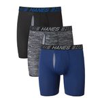 Hanes Total Support Pouch Men's Boxer Briefs Pack, Anti-Chafing, Moisture-Wicking Underwear with Cooling (Trunks Available), 3 Pack-Assorted Long Leg, XX-Large