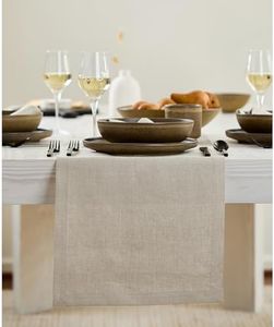 Solino Home 100% Pure Linen Table Runner Natural Long, Fete 14 x 156 in