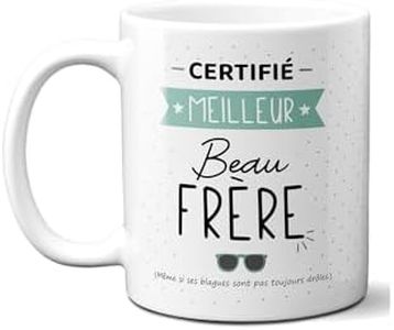 DECOHO - Mug Certifié Meilleur Beau Frère - Tasse cadeau Anniversaire ou Noël - 33 cL, Céramique - Imprimé en France
