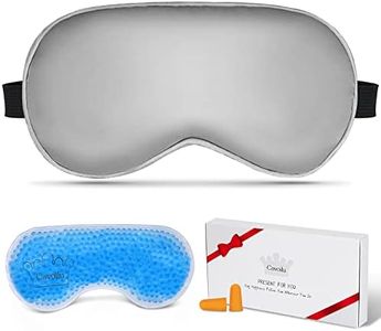 Cavoilu Silk Sleep Eye Masks For Women, Cooling & Heated Eye Mask For Dry Eyes, Dark Circles And Puffiness Warm Eye Compress Stain Eye Covers With Gel Ice Pack Blindfold Eye Pillow Best Gifts Idea