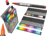 36 Flexible Brush Tip Acrylic Paint Pens Markers Set 1-7mm Line for Rock Painting, Brush Lettering, Scrapbooking, Glass, Mugs, Wood, Metal, Canvas, Fabric, Plastic. Non Toxic Waterbased Quick Drying