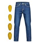 Sprint Choice CA Men's Motorcycle Riding Pants Biker Jeans Motorbike Protective Gear Made with Kevlar Lining & CE Approved Pads Blue Plain 32W x 32L