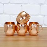 Copper-Master Pure Copper Hammered Mug Drinkware & Serveware, Moscow Mule Mug for Home, Parties and Restaurant with Many Ayurvedic Health Benefits (400ML) Set of 4