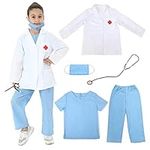 Wizland Kids Doctor Costume Doctor Role Play Costume for Boys Girls 5pcs.(XS 3-5Years)