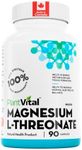PlantVital Magnesium L-Threonate - Made in Canada - High Absorption Magnesium Supplement for Energy, Bone and Muscle Support – 90 Capsules