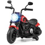 GYMAX Kids Ride On Motorcycle, 6V Children Electric Motorbike with Training Wheels, Headlight, High/Low Speed & Soft Start, Toddlers Motor Bike for Indoor Outdoor (Red)