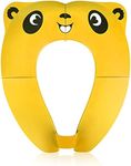 Pejoye Portable Toilet Training Seat for Kids, Foldable Toilet Seat Toddler, Travel Toddler Toilet Seat in ABS Material with 8 Anti Slip Silicon Pads and 1 Carry Bag, Yellow Panda