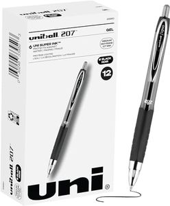 Black Retractable Gel Pens 12 Pack with Medium Points, Uni-Ball 207 Signo Click Pens are Fraud Proof and the Best Office Pens, Nursing Pens, Business Pens, School Pens, and Bible Pens