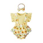 Xifamniy Baby Girl Clothes Outfit Summer Ruffle Sleeve Shorts Newborn… (0-6 Months, Yellow)