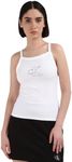 Calvin Klein Jeans Women's Outlined Strappy Boat Neck Tank Top, White (Bright White), M
