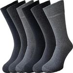 ZombaFlo 6 Pair Diabetic Socks Non Elastic Soft Grip Comfortable Loose Tops cotton Rich Stay Up Socks UK Size 6-11 Multipack (Grey)