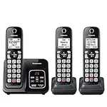 Panasonic Cordless Phone with Answering Machine, Call Block, Bilingual Caller ID, 3 Handsets - Metallic Black