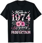 50 Year Old Made In 1974 Floral 50th Birthday Gift For Women T-Shirt