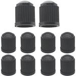 LRMYS 10Pcs Tyre Valve Caps, Universal Fit Plastic Dust Caps for Car Bikes Bicycles Motorbikes Prams Wheelbarrows Tyre, Black