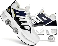 Women's Roller Skate Shoes, Double-Row Quad Skates for Girls Boys, 2 in 1 Conversion, Outdoor Skate Shoes for Beginners