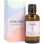 Nikura French Lavender Essential Oil - 50ml | 100% Pure Natural Oils | Perfect For Sleep, Calming, Aromatherapy, Diffusers, Humidifier, Bath | Great For Self Care, Massage, Relaxing | Vegan & UK Made