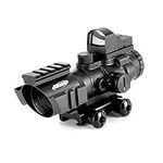 Aomekie Riflescope 4X32 and Red Dot Holographic Riflescope Combo Set with Adjustable Brightness