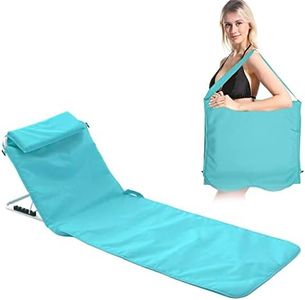 Beach Lounge Chair Mat Adjustable Backrest for Beach Lawn Bed Foldable Lightweight Portable Backpack Pillow Backrest for Pool Tanning Chaise Lounges Picnic Outdoor Patio Camping (Light Blue)