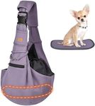 CUBY Reversible Pet Sling Carrier Hands-Free Dog Cat Carrier Bag Double-Sided Pouch Adjustable Shoulder Strap Carry Tote Handbag for Walking Subway (Upgrade Purple)