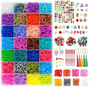INSCRAFT Rubber Band Refill Kit: 18,950+ Rubber Bands in 37 Colors, S-Clips, Beads, Backpack Hooks, Tassels and More, DIY Friendship Bracelet Making Kits, Christmas Birthday Gift for Kids