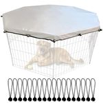 Universal Dog Playpen Cover with Sun/Rain Proof Top, Provide Shade and Security for Outdoor and Indoor, Fits All 24" Wide 8 Panels Pet Exercise Pen (8x24 W Cover, 600D Oxford)