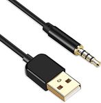 AGPTEK 3.5mm Jack Charge Cable, Male to USB 2.0 Data Sync & Charger Cable for MP3 / MP4 Players, Recorders, and Other Portable Devices, Gold-Plated, 0.8m / 2.6 feet, Black