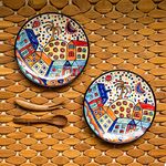 ExclusiveLane 'The Hut Couple' Ceramic Quarter Plates Set of 2 (2 Pieces, 7 Inch, Dishwasher & Microwave Safe) |Handpainted Quarter Plates Ceramic Serving Plates for Snacks Plates Side Plates Set of 2