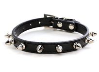 haoyueer Spiked Studded Leather Dog Collar Mushrooms Rivets Cat Collar for Small Medium Dog Cat Puppy Kitty (XS, Black)