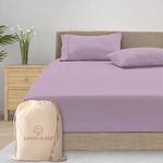 GOOD SLEEP BEDDING 100% Cotton King Size Elastic Fitted Bedsheets - 500 TC King Size Bedsheet Cotton Elastic Fitted Sheet with 2 Pillow Covers | Soft, Breathable and Wrinkle Free | 78 x 72 | Lavender