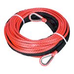 Astra DepotS 1/4" 50ft Winch Extension Synthetic Winch Rope Winch Cable ATV Winch Line with Stainless Steel Thimbles (1PC, Red)