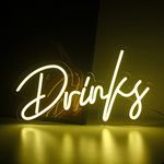 Looklight Drinks Letters Neon Signs Warm White Led Neon Light Word Neon Light Sign for Wall Decor Bar Neon Sign for Bar Home Kitchen Shop Restaurant Wedding Birthday Party Decor Gift