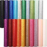 20 Pieces Valentine Shiny Glitter Faux Leather Sheets PU Faux Leather Fabric Sheet for DIY Crafts Wedding Sewing Making Earrings Crafts Hair Bows Clips Decoration Favors, 8.3 x 11.8 Inches