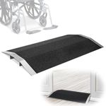 Zilchx Wheelchair Ramp, Bridge Threshold Ramp with Supporting Frame, Non-Slip Surface, Aluminum Ramp for Doorways, High Load Capacity, Ideal for Wheelchairs, Rollators and Scooters, 70CM x 40CM x 3CM