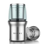 Secura Coffee Grinder Electric, 2.5oz/75g Large Capacity Spice Grinder Electric, Coffee Bean Grinder with 1 Stainless Steel Blades Removable Bowl