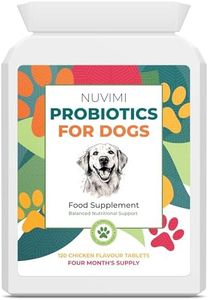Probiotics for Dogs, 120 Chicken Flavour Dog Probiotic & Prebiotic Tablets, Immune Boost & Digestive Support for Upset Tummy, Loose Stools & Bloating, 1-4 Month Supply by Nuvimi