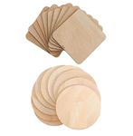 Alvika - The Gift Shop? Pack of 24 (Brown, 12 Round & 12 Square) MDF Coaster Unfinished Wood Pieces Blank for DIY Craft Projects MDF Boards for Art and Craft Engraving Painting Size: 95mm x 95mm