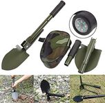 MEETOZ Military Portable Folding Camping Shovel and Pickax, Small Compact Pickaxe with Carrying Pouch, Military Entrenching Survival Multitool for Camping, Hiking, Backpacking, Back Yard, Store