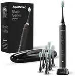 Aquasonic Black Series Ultra Whitening Electric Toothbrush - ADA Accepted Tooth Brush - 8 Brush Heads & Travel Case - Wireless Charging - 4 Modes w Smart Timer