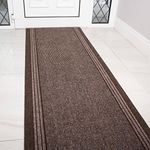 The Rug House Brown Rubber Backed Very Long Hallway Hall Runner Narrow Rugs Custom Length - Sold and Priced Per Foot