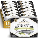 Brunswick Sardines in Olive Oil, 3.75 oz Can (Pack of 12) - Wild Caught Sardines - 16g Protein per Serving - Gluten Free, Keto Friendly - Great for Pasta & Seafood Recipes