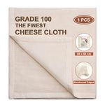 eFond 1 PCS Cheese Cloths for Straining, Precut 50X50cm, Grade 100 Muslin Cloths for Cooking Reusable Washable, 100% Unbleached Pure Cotton Hemmed Cheesecloth for Straining Butter, Nut Milk