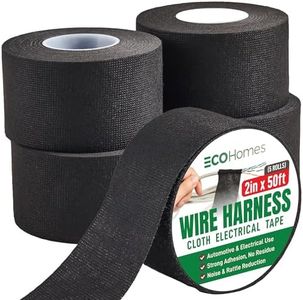 Wire Harness Cloth Electrical Tape, 2 Inch x 50 FT (5 Rolls), Automotive Wire Loom Heat Wrap Tape - High Temperature Fabric Wiring Harness, Heat Resistant & Heat Proof for Car Wires, Radio Speakers