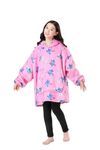 Girls' Fashion Blanket Hoodie Lazy Clothing Oversized Wearable Sweatshirt Blankets Soft Hug Plush with Front Pocket 5-13Y (CA/US, Age, 6 Years, 13 Years, Pink)