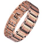 Feraco Ultra Strength Copper Bracelets for Men Pure Copper Magnetic Bracelet with 3 Row Neodymium Magnets Adjustable Length,Jewelry Gifts for Men