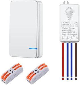 NineLeaf Wireless Light Switch and Receiver Kit, Wireless Switches for Lights, Mini Remote Lamp Switch for Ceiling Lights Lamps Lighting Fixture No Wiring No WiFi, Outdoor 1300ft Indoor 200ft Range